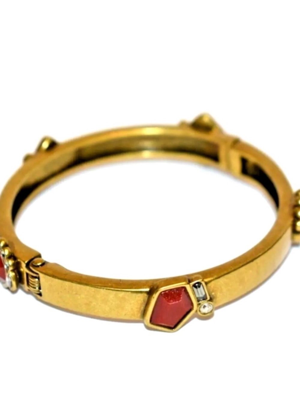 SILPADA Gold-Tone Bangle Bracelet with Red Accent Stones - Women 7” Jewelry